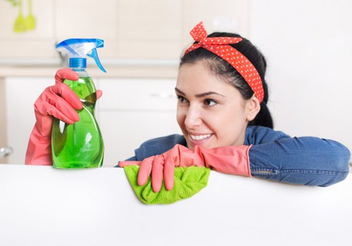 Close-up of carpet cleaning process during a service visit